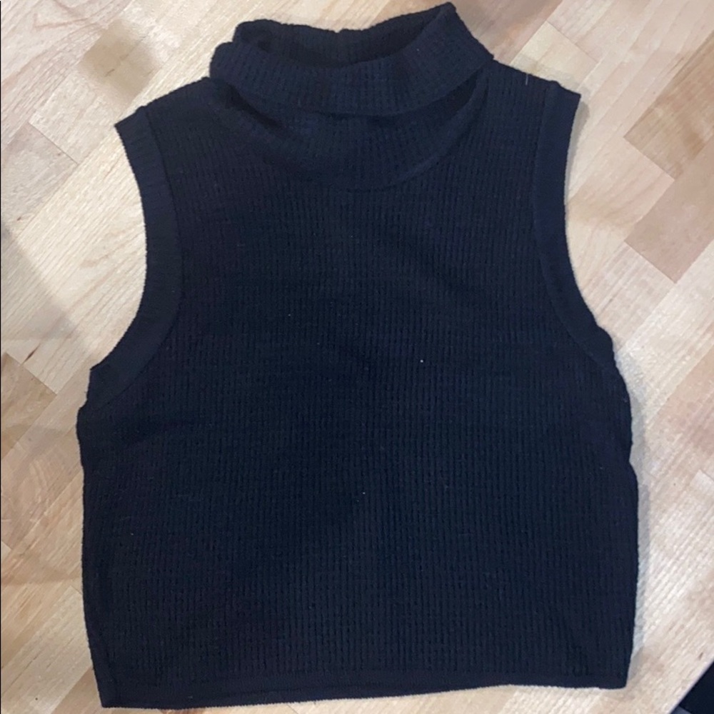 Black tank top, turtle neck, ribbed crop top NWOT